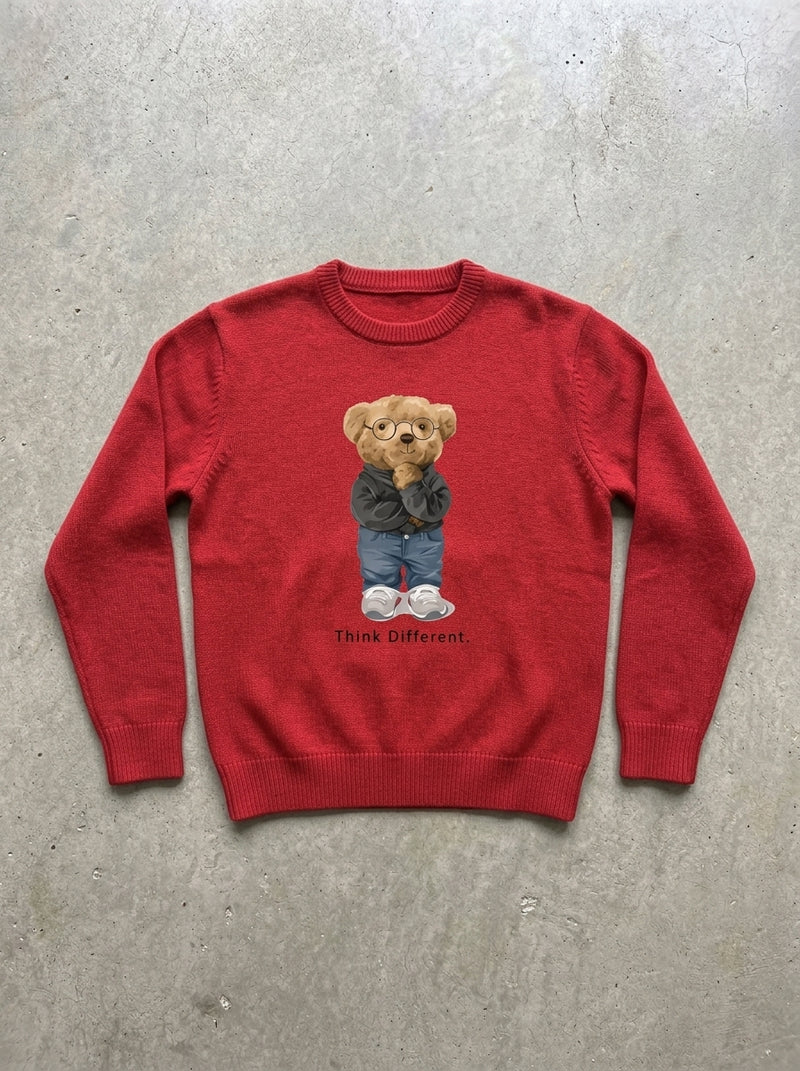 Thinking Teddy Bear Knit Sweater in PURPLE