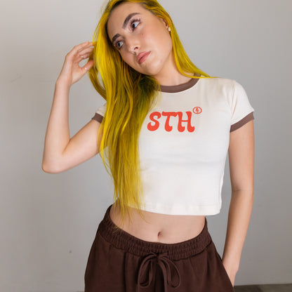 STH VINTAGE CROPPED TEE (Chocolate & Cream)