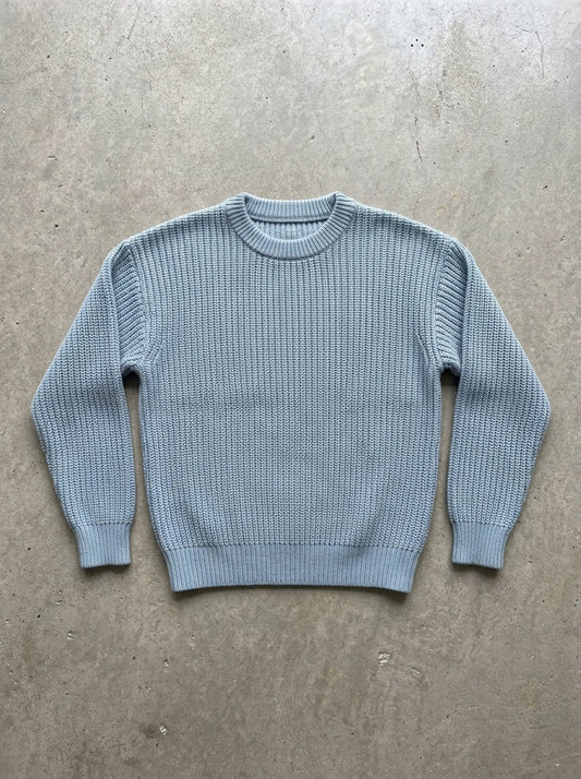 Loose Long Sleeve Knit Sweater in Light Blue