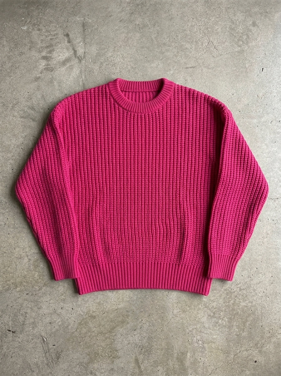 Loose Long Sleeve Knit Sweater in Peach