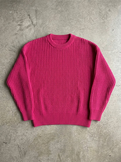 Loose Long Sleeve Knit Sweater in Peach