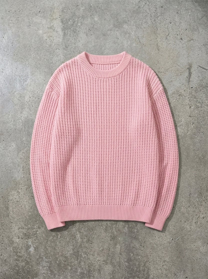 Loose Long Sleeve Knit Sweater in Light Pink