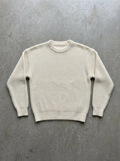 Loose Long Sleeve Knit Sweater in White