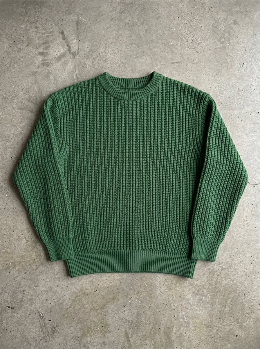 Loose Long Sleeve Knit Sweater in Green