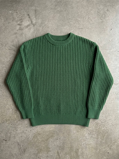 Loose Long Sleeve Knit Sweater in Green