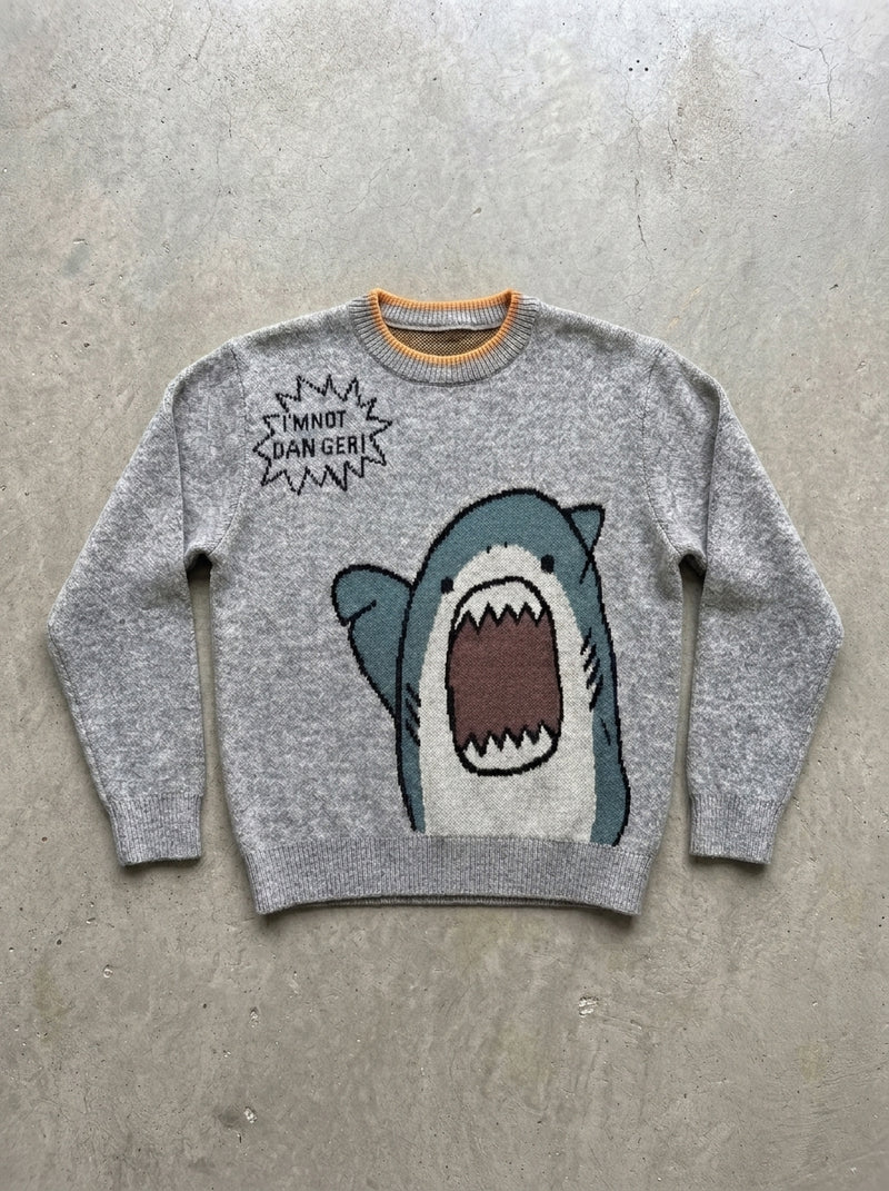 Oversized Shark Knit Turtleneck Sweater in GRAY