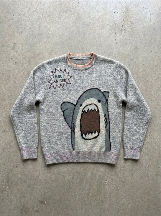 Oversized Shark Knit Turtleneck Sweater in GRAY