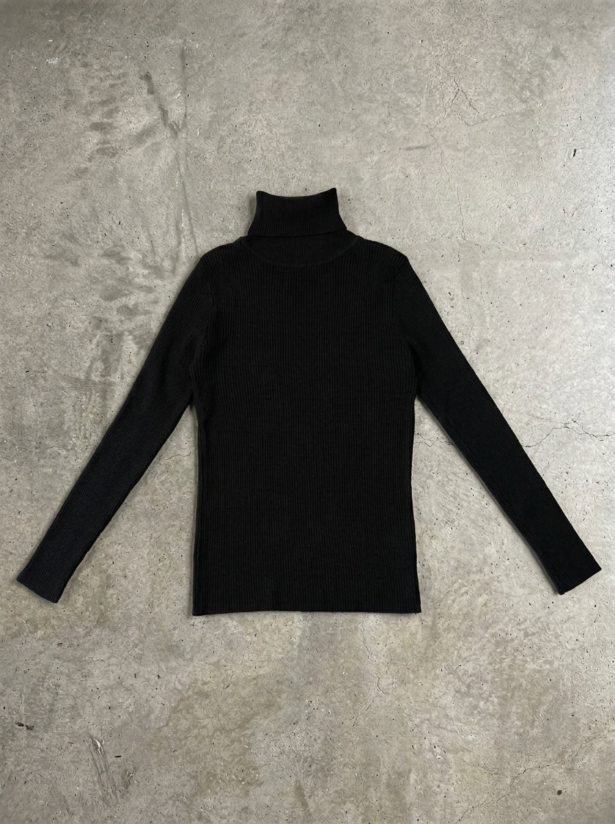 Slim Knit Turtleneck Sweater in black