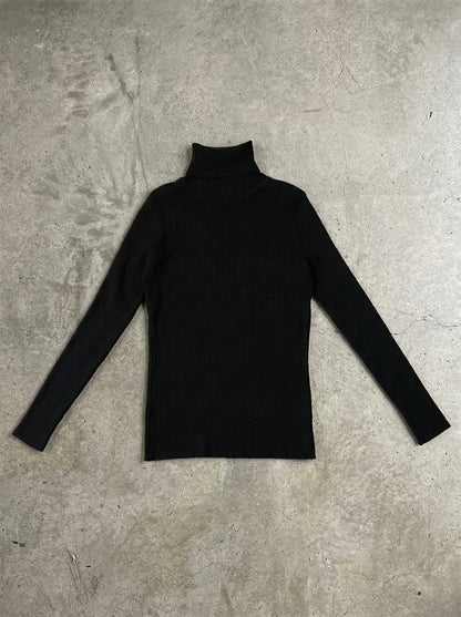Slim Knit Turtleneck Sweater in black