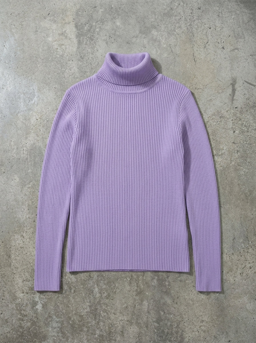 Slim Knit Turtleneck Sweater in PURPLE
