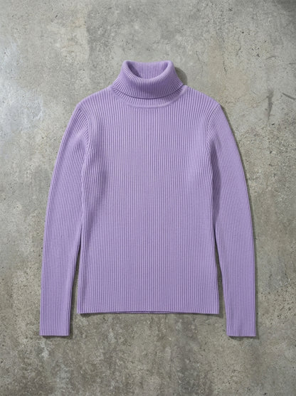 Slim Knit Turtleneck Sweater in PURPLE