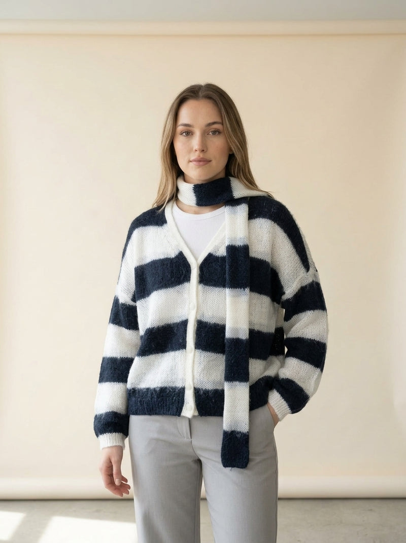 Thick Warm Knit Sweater in Blue in blue, worn