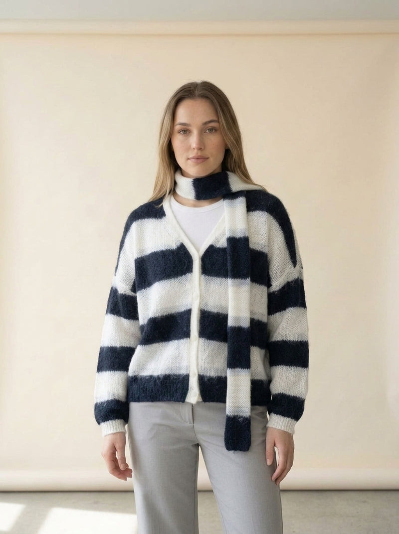 Thick Warm Knit Sweater in Blue in Blue, worn