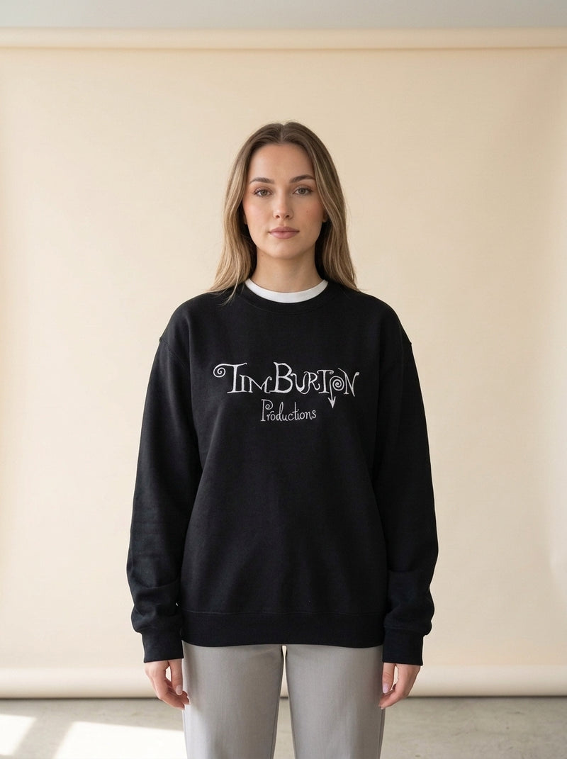 Vintage Halloween Crew Neck Sweatshirt in Black, worn