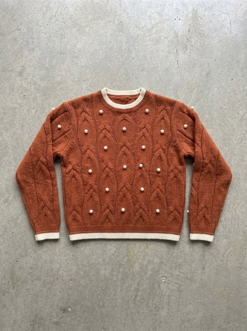 Soft Crew Neck Knit Sweater in Red