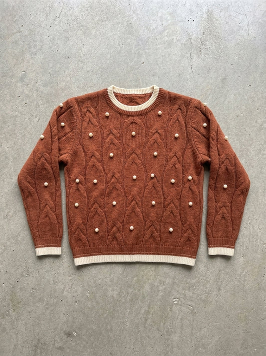 Soft Crew Neck Knit Sweater in Red