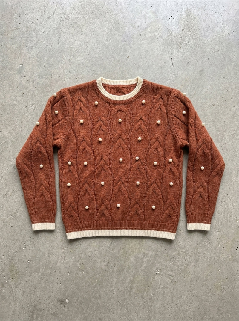 Soft Crew Neck Knit Sweater in Red