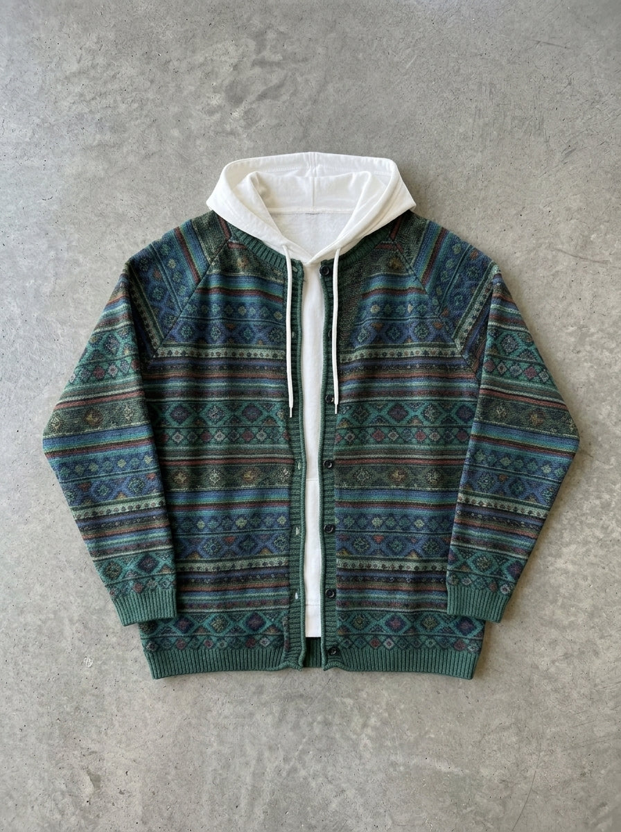 Vintage Folk Pattern Knit Cardigan in 03