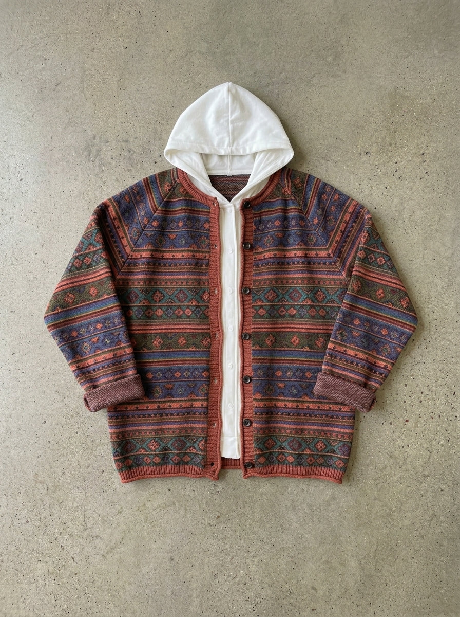 Vintage Folk Pattern Knit Cardigan in 02
