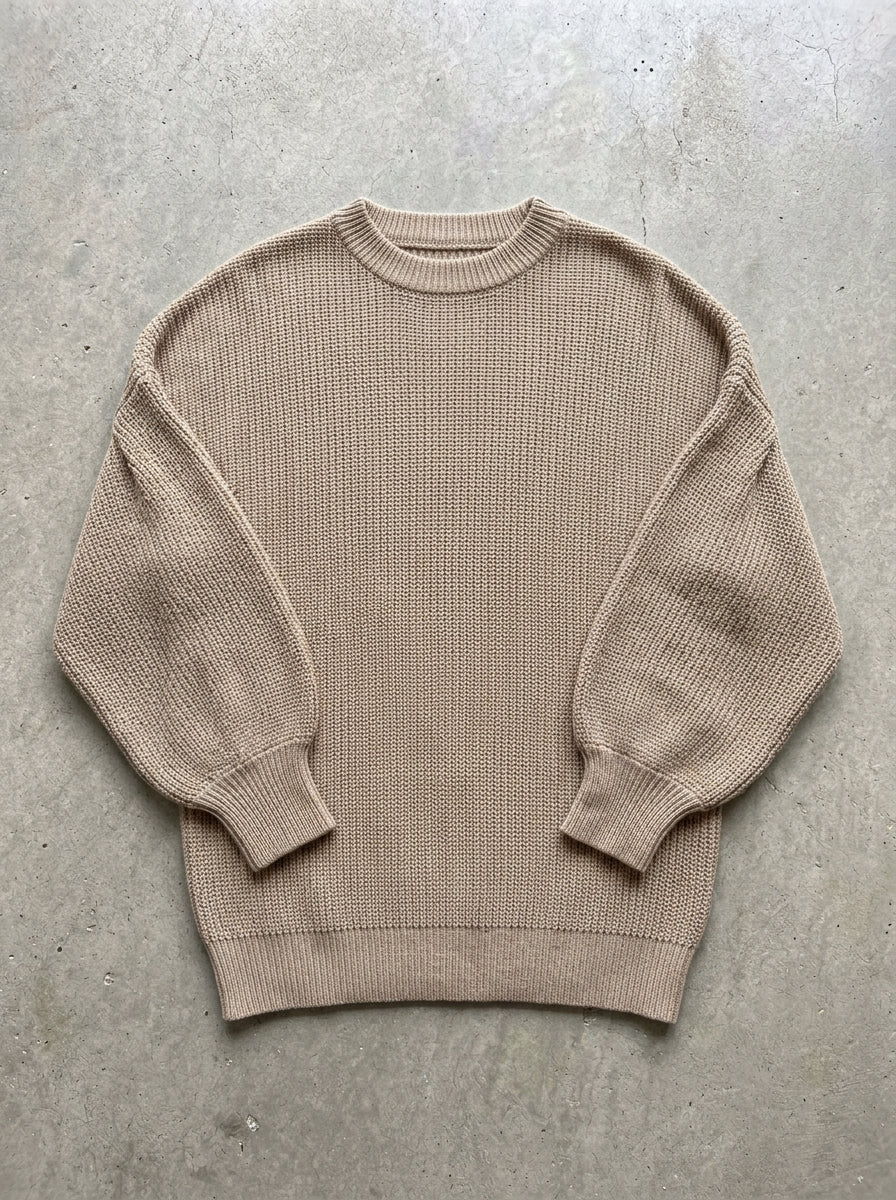 Balloon Sleeve Rib Knit Sweater in Sweater