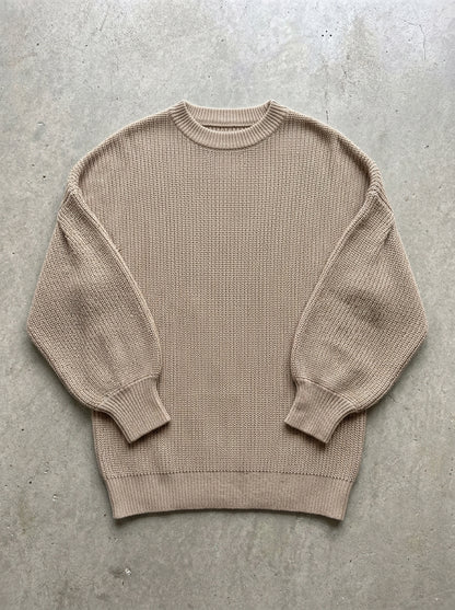 Balloon Sleeve Rib Knit Sweater in Sweater