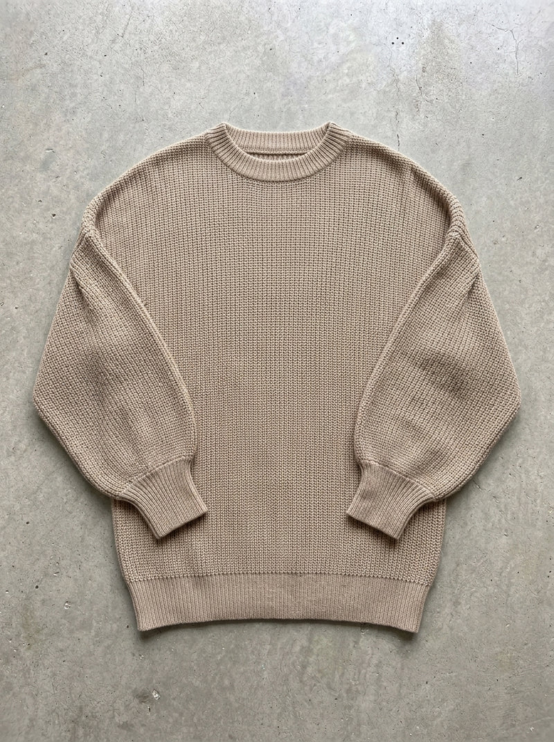 Balloon Sleeve Rib Knit Sweater in Sweater