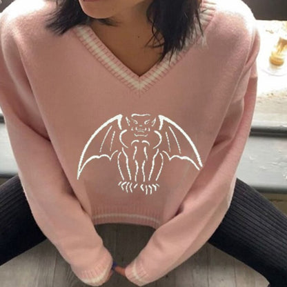 SeasonalSweaters™ "Yarn Gargoyle" Streetwear Halloween Sweater Pullover