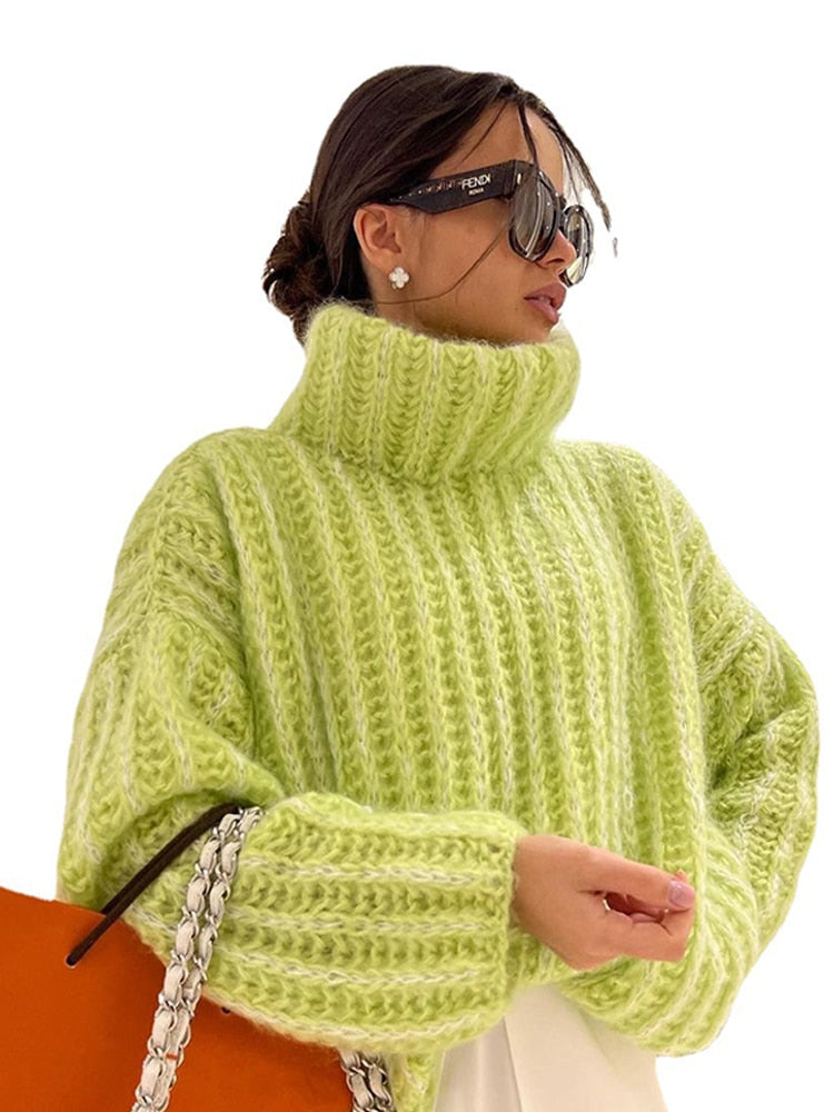 Seasonal Sweaters™ - Fluffy Turtleneck Long Sleeve Knitted Pullover