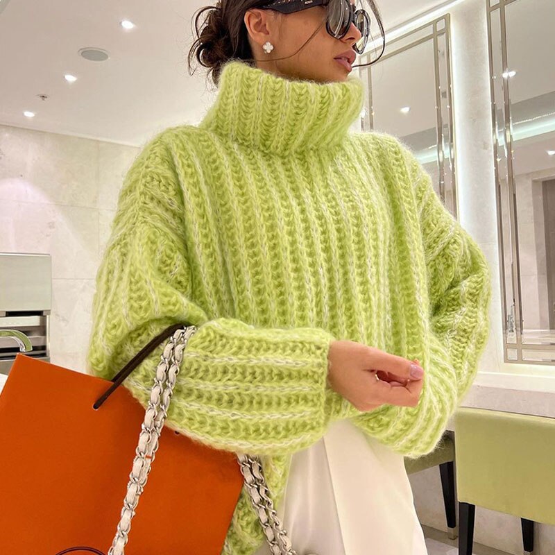 Seasonal Sweaters™ - Fluffy Turtleneck Long Sleeve Knitted Pullover