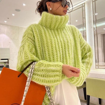 Seasonal Sweaters™ - Fluffy Turtleneck Long Sleeve Knitted Pullover