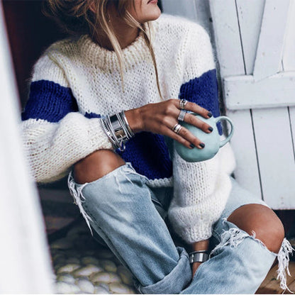 Seasonal - Long Sleeve Striped Knitted Pullover