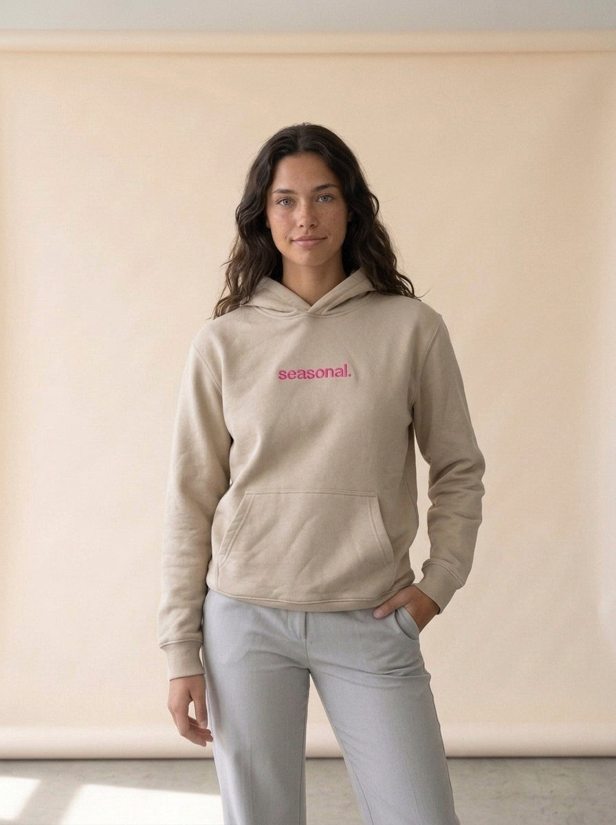 Stone Washed Heavy Fleece Hoodie in Coffee, worn