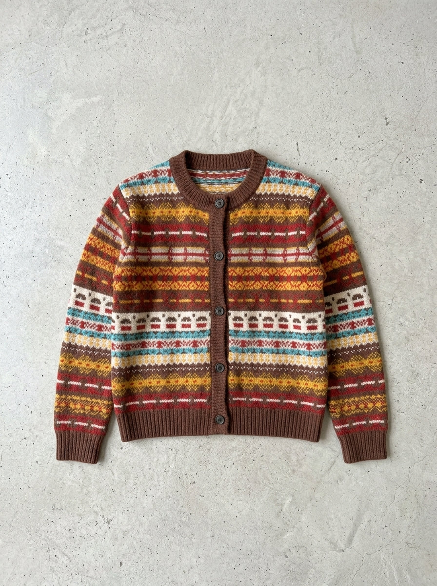 Retro Heart Colour Block Kids Cardigan in sweater