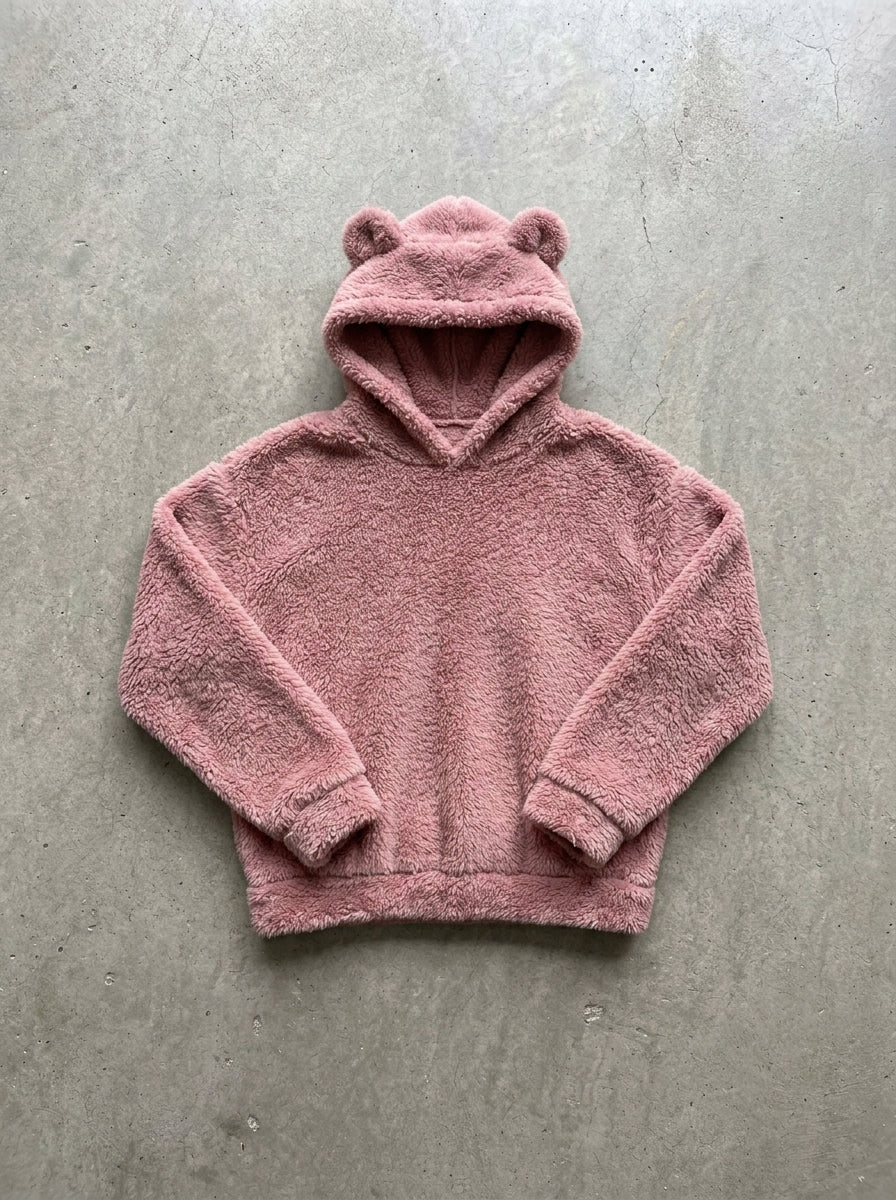 Cosy Hooded Drop Shoulder Pullover Sweater in Beige