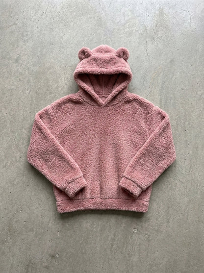Cosy Hooded Drop Shoulder Pullover Sweater in Beige