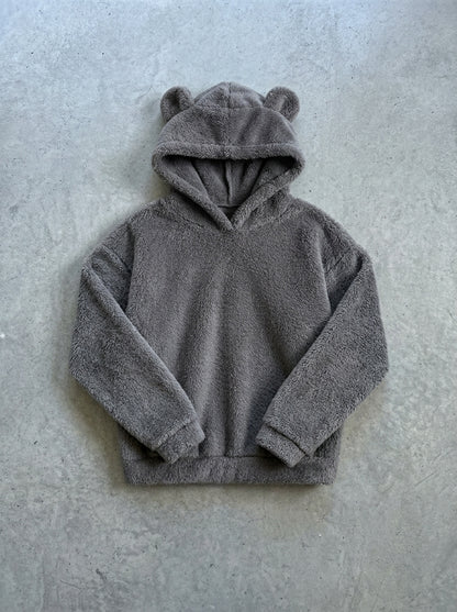 Cosy Hooded Drop Shoulder Pullover Sweater in Dark Grey