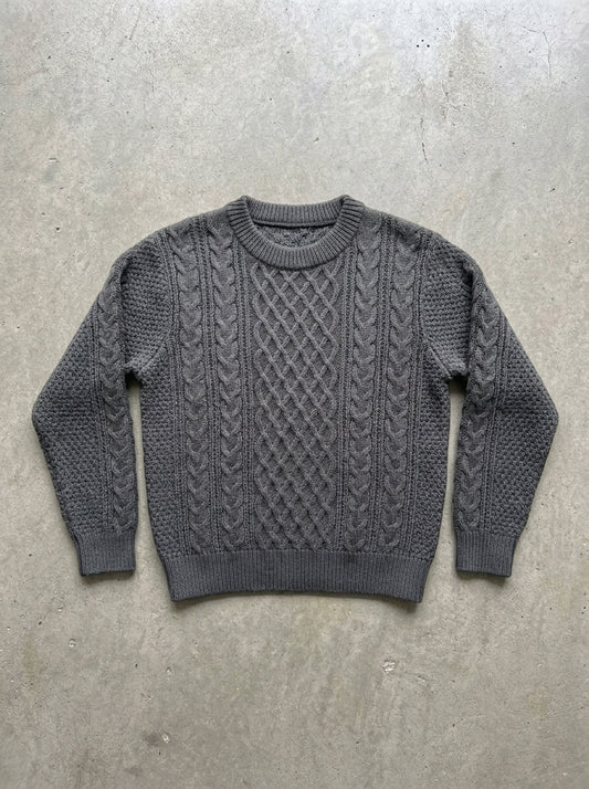 Men's Cable Knit Crew Neck Sweater in Apricot