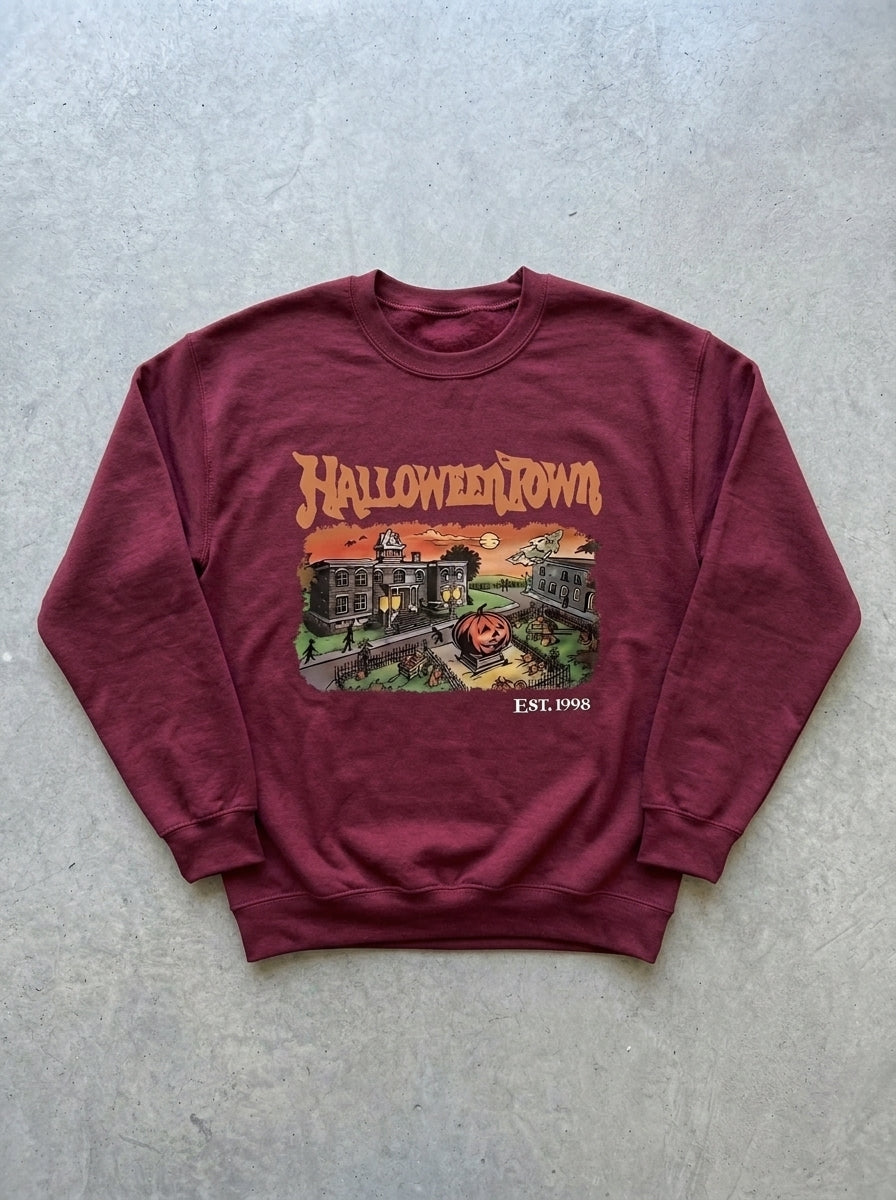 Halloweentown 1998 Graphic Pullover in Wine Red
