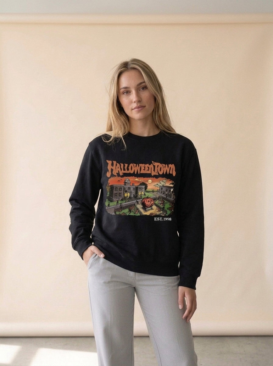 Halloweentown 1998 Graphic Pullover in Black, worn