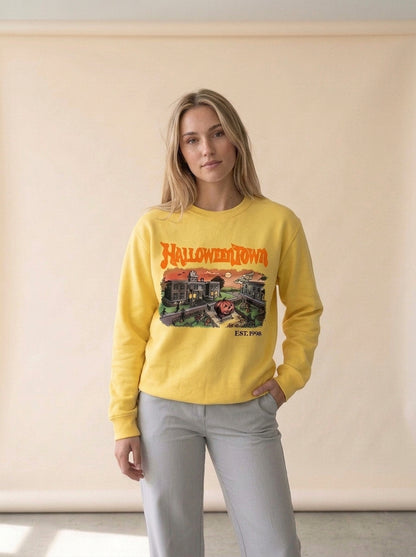 Halloweentown 1998 Graphic Pullover in Yellow, worn