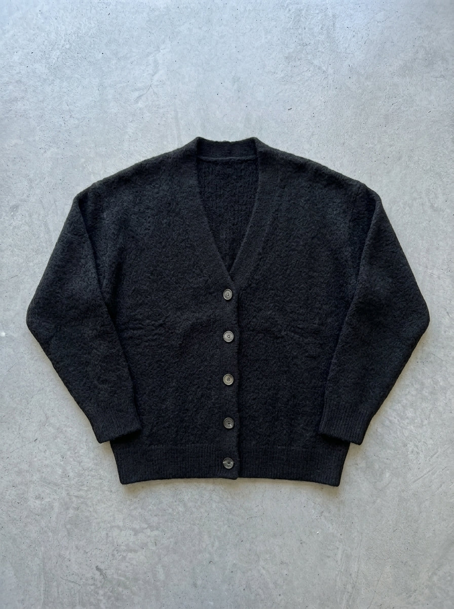 Cozy Loose V-Neck Button Cardigan in Black