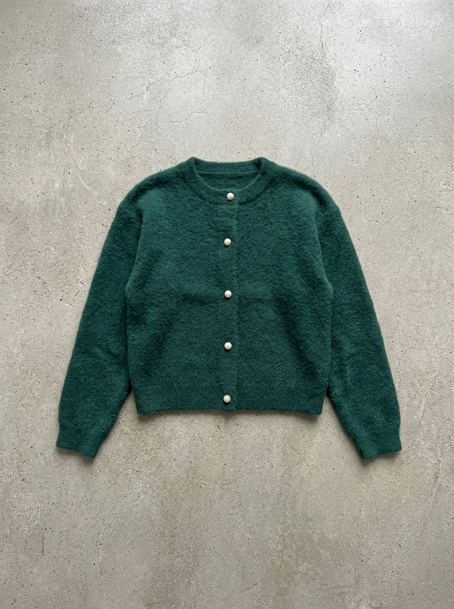 Lazy Day V-Neck Sweater Jacket in Dark Green