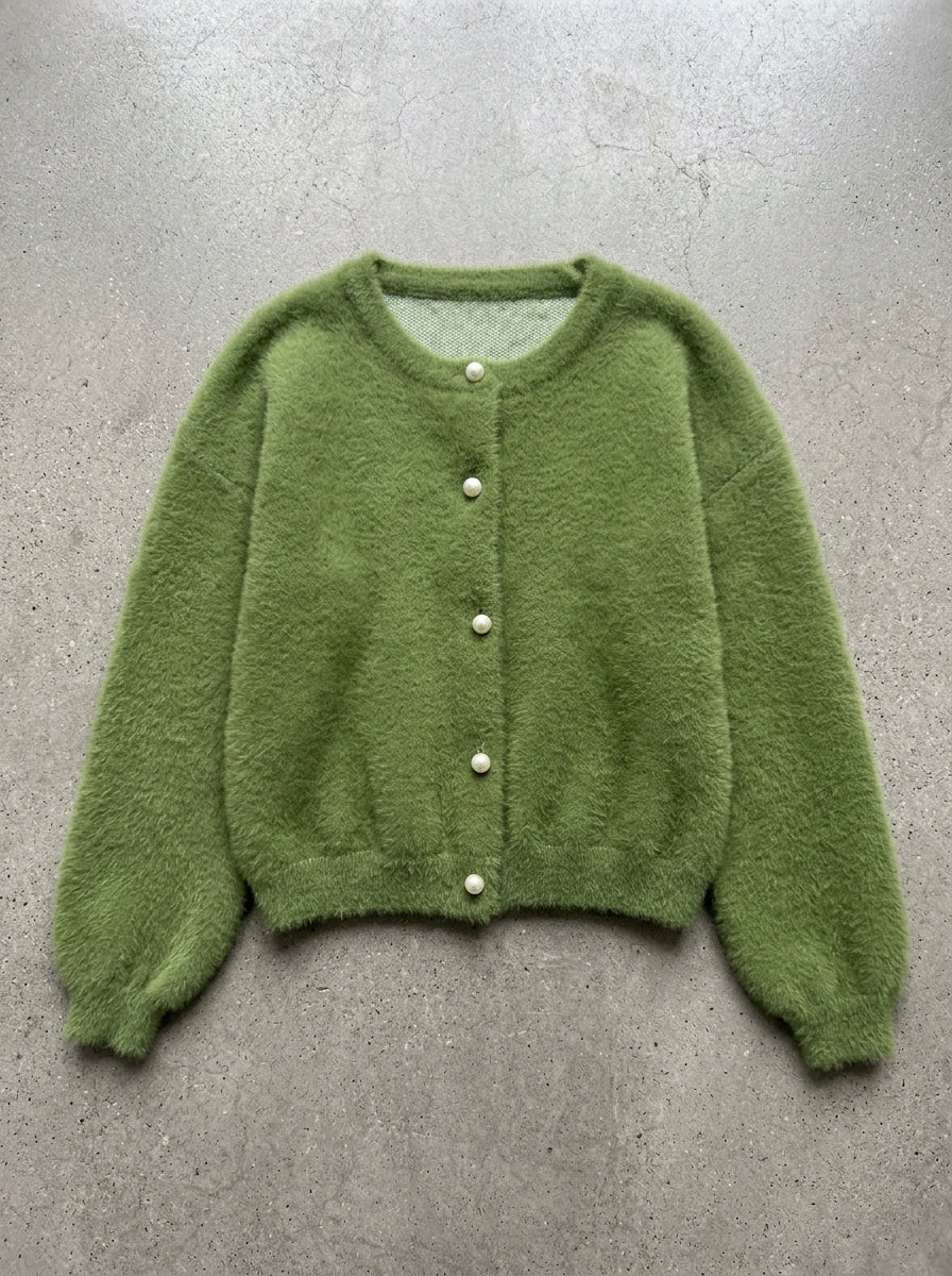Lazy Day V-Neck Sweater Jacket in Green