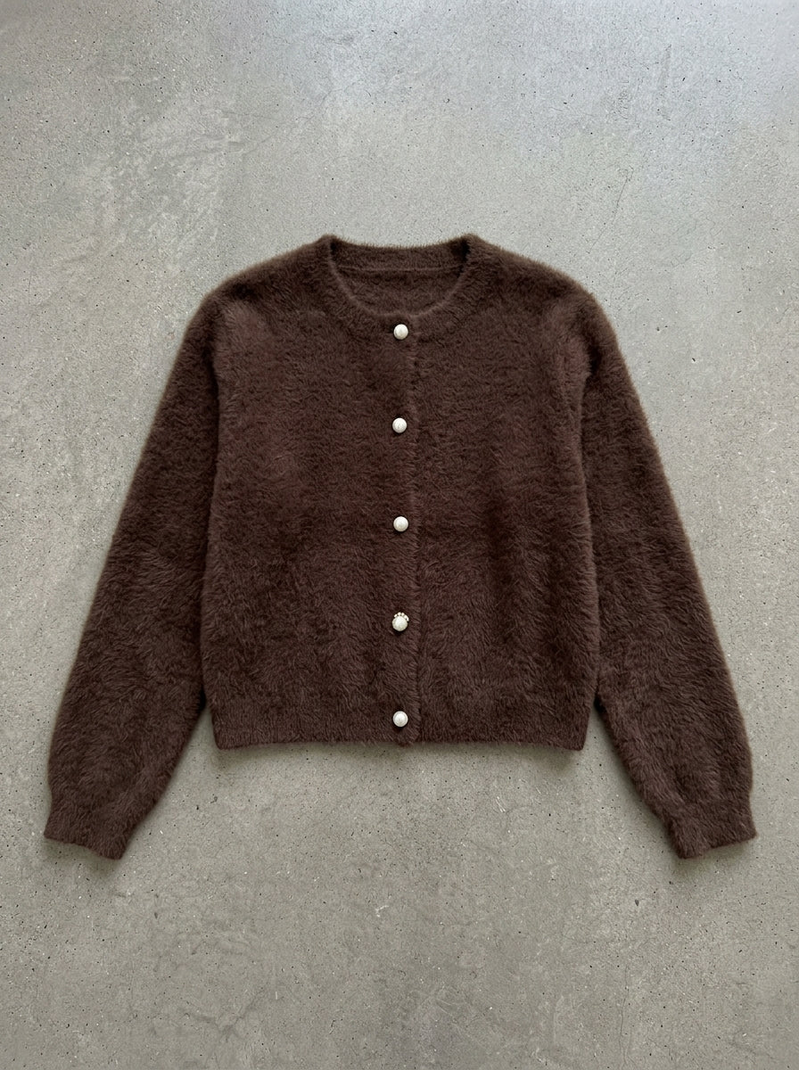 Lazy Day V-Neck Sweater Jacket in Coffe