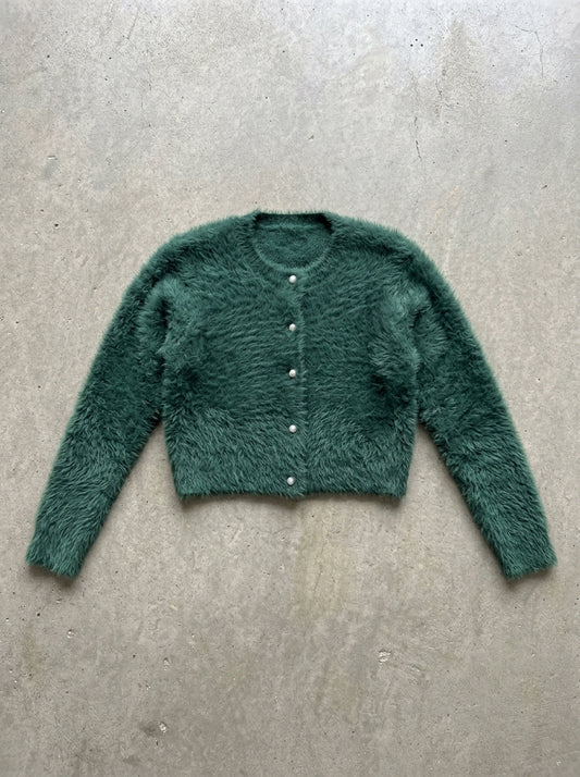 Lazy Day V-Neck Sweater Jacket in Dark Green