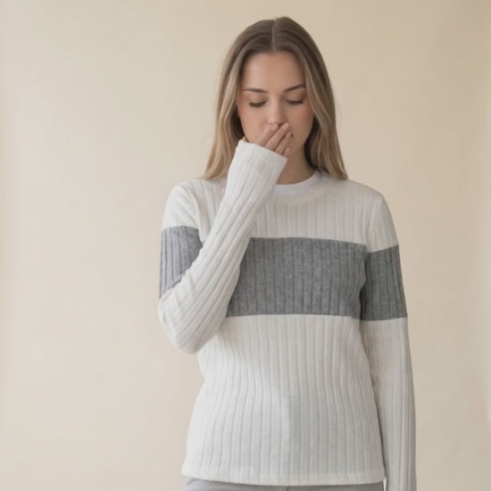 Color Block Ribbed Crew Pullover — video
