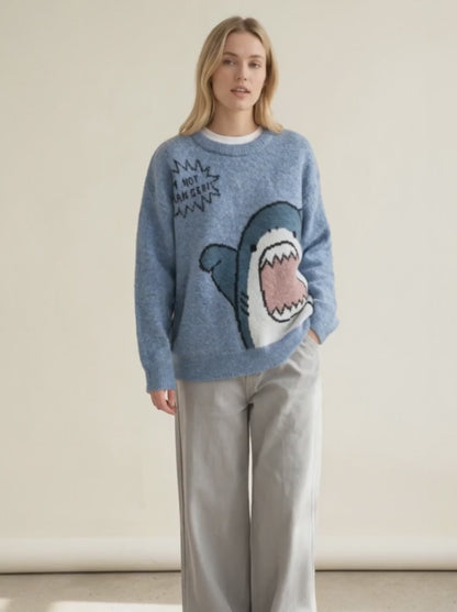 Oversized Shark Knit Turtleneck Sweater — video